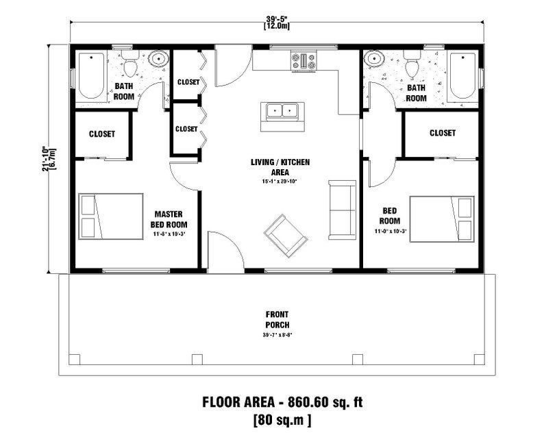 2 Bedroom 2 Bathroom Floor Plans