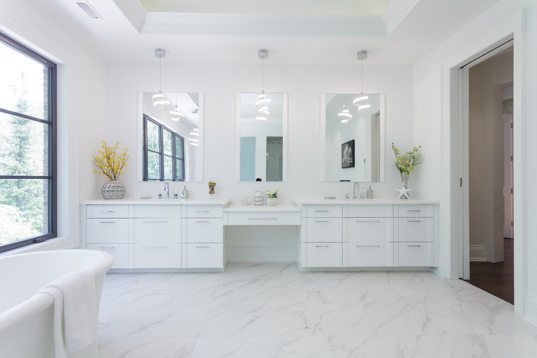 Bathroom Vanity With Built in Makeup Area Sink