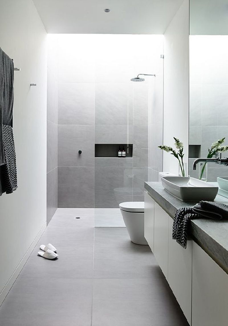 Bathrooms in Grey And White