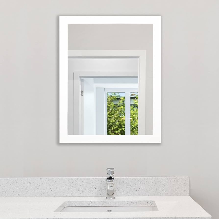 White Framed Bathroom Mirror